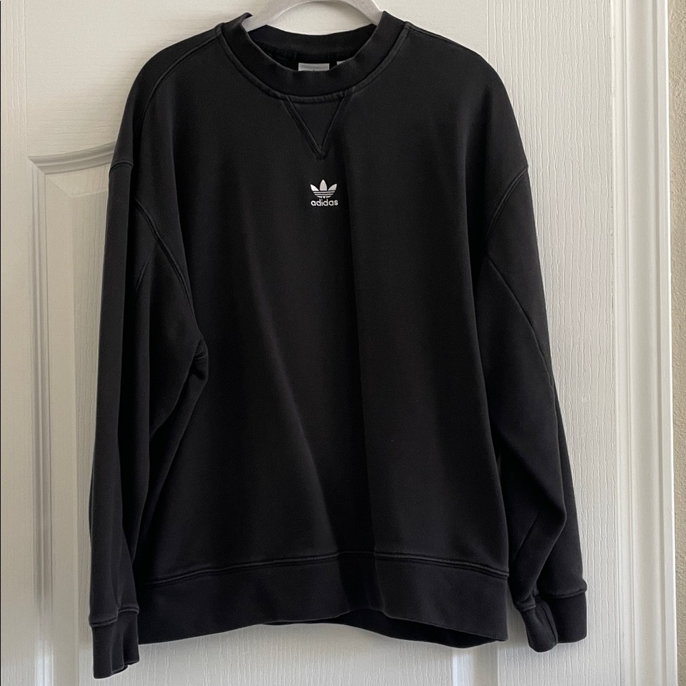 Adidas French Terry Crewneck Black Oversized Sweatshirt